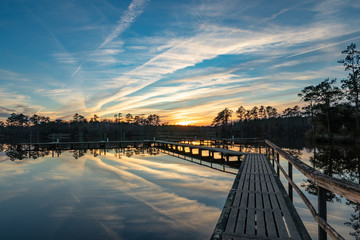 Fototapeta premium Sunset over a Creek in Eastern North Carolina