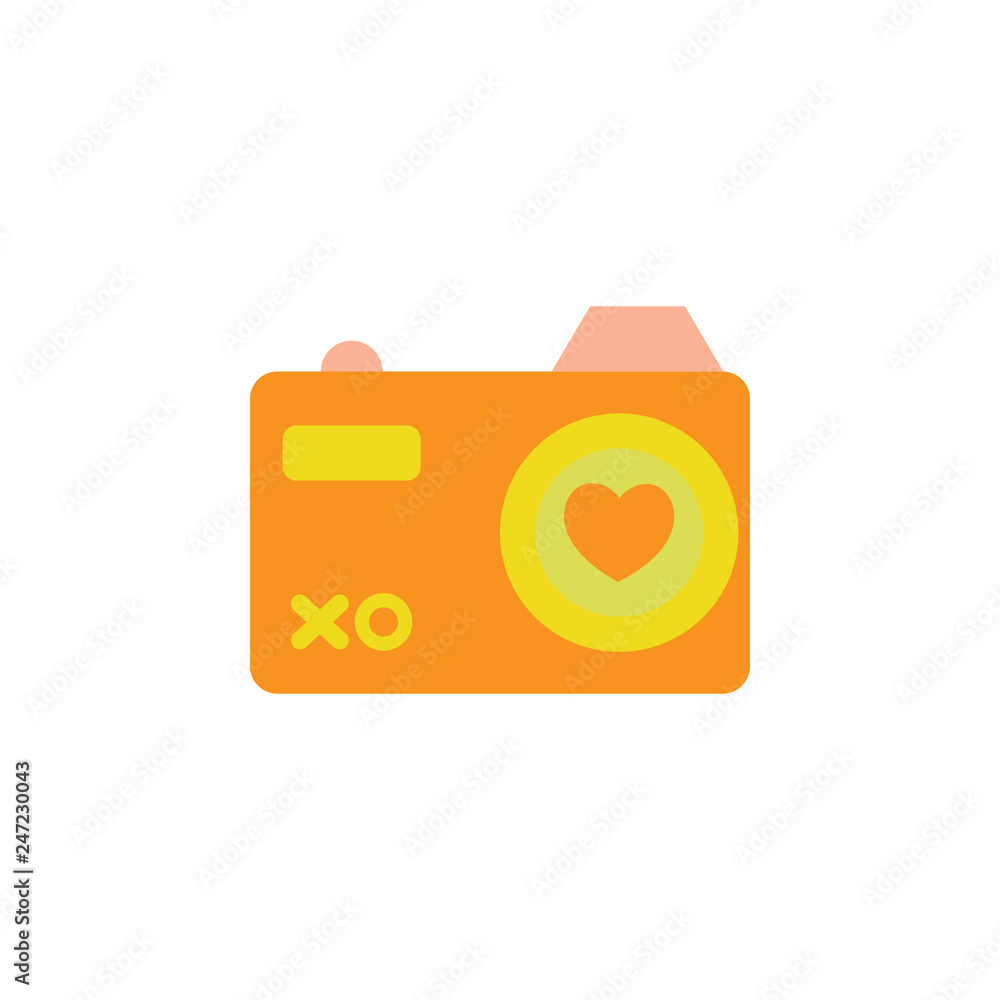 Poster valentines day, camera icon. element of web valentine day icon for mobile concept and web apps. deta
