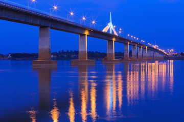 Thai–Lao Friendship Bridge at night