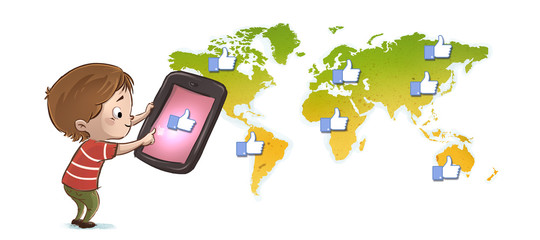 niño con telefono movil me gusta © cirodelia