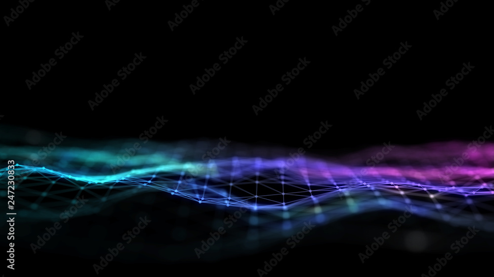 Poster 3d abstract digital technology background. futuristic sci-fi user interface concept with gradient do