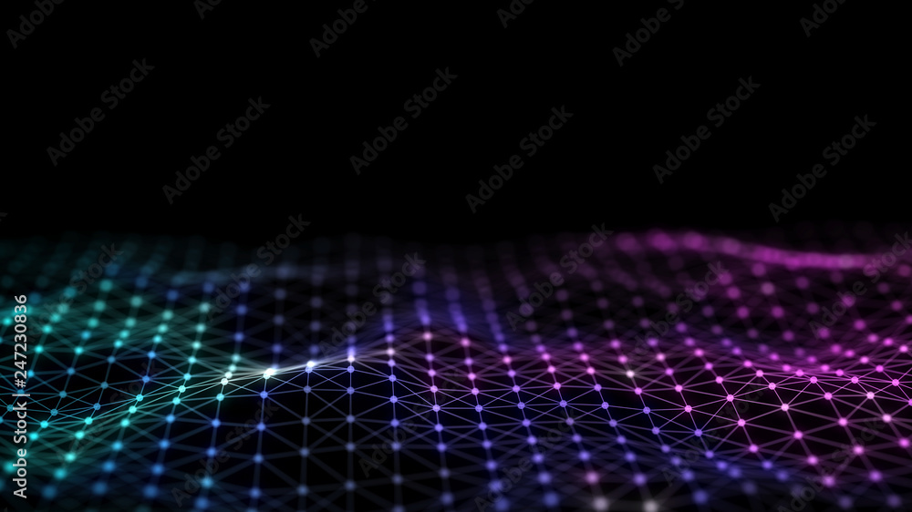 Poster 3d abstract digital technology background. futuristic sci-fi user interface concept with gradient do