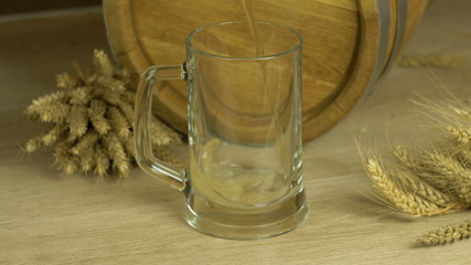 Oktoberfest beer barrel glass with wheat
