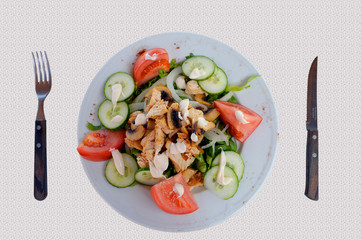 Chicken and mushroom salad