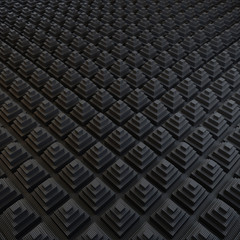Abstract background of the pyramids. The surface consists of black pyramids. 3D illustration.