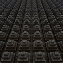 Fototapeta premium Abstract background of the pyramids. The surface consists of black pyramids. 3D illustration.