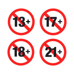 A set of Age restriction. Vector Illustration