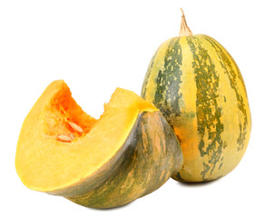 pumpkin with piece of pumpkin isolated on white background
