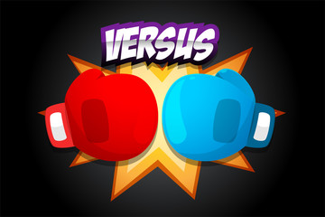 Red and Blue Boxing Gloves on dark background
