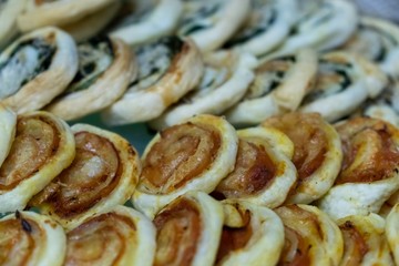 Salty pizza and cheese cakes. Slovakia