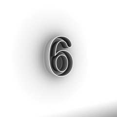 Design numbers six on a white background. 3D illustration.
