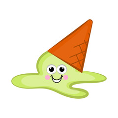 Melted happy ice cream cone. Vector illustration design