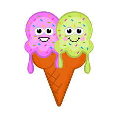 Isolated happy ice cream cone. Vector illustration design