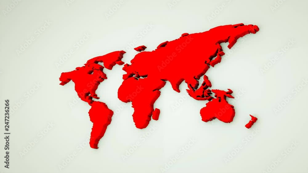 Poster global world map, 3d flat earth map are on wall, globe worldmap symbol, 3d rendering computer genera