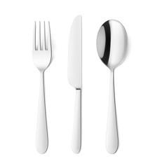 Set of fork, knife and spoon isolated on white. Vector illustration. Ready for your design. EPS10.