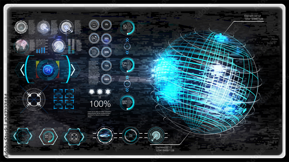 Poster hud elements,graph.vector illustration.head-up display elements for the web.