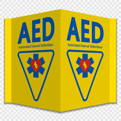 Symbol AED Sign label on transparent background