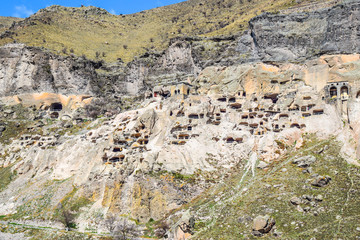 hidden caves in the mountains panorama view high