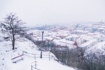 Fototapeta na wymiar City of gothenburg covered in Thick fresh Snow,Sweden