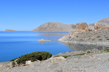 Tibet, holy lake Nam-Tso (Nam Tso) in summer, 4718 meters above sea level.  Place of power