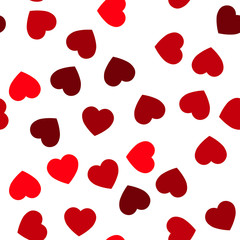 Red hearts seamless pattern. Random scattered hearts background. Love or Valentine theme. Vector illustration