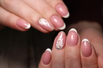 French manicure with pearls