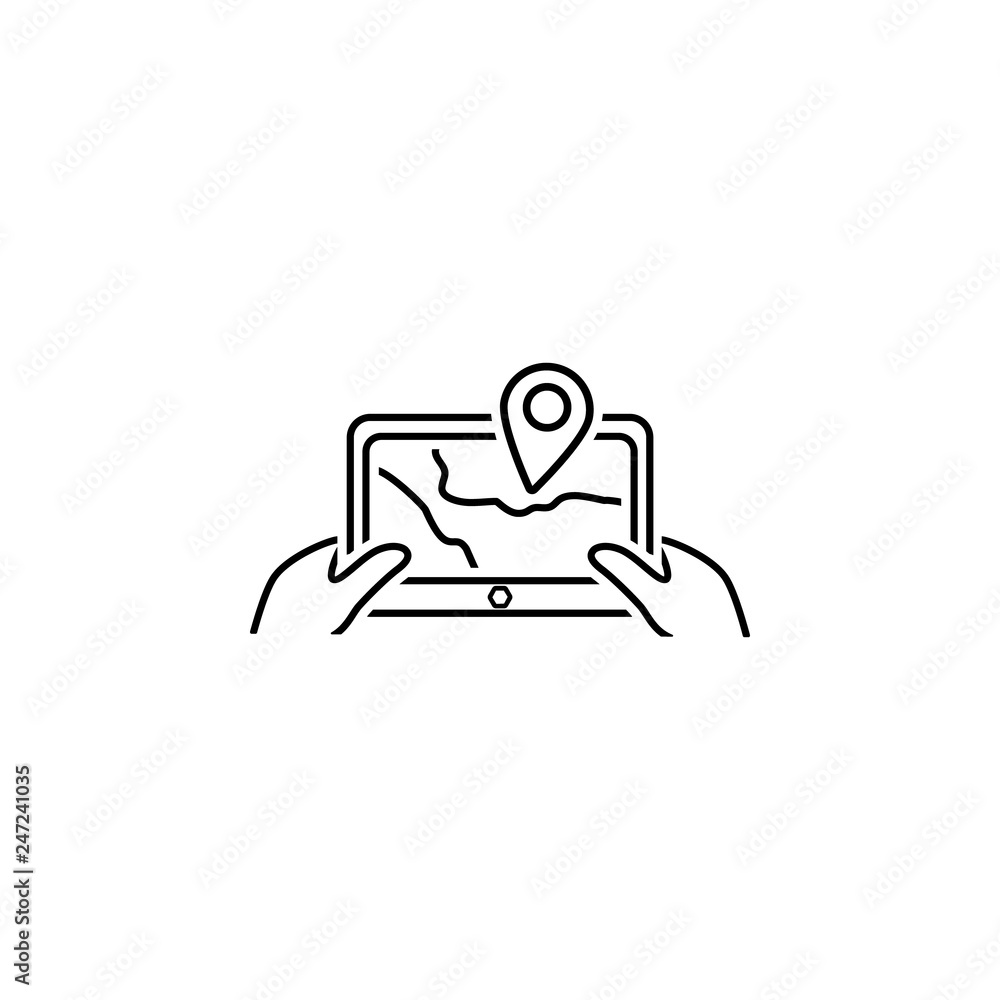 Poster tablet, hand, location, map icon. element of web navigation icon for mobile concept and web apps. de