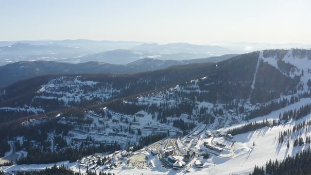Schweitzer Mountain Winter Scene Aerial View Lake Pend Orielle