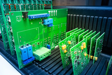 ICs. The container with electrical circuits. Components for electronic devices. Build electronics.