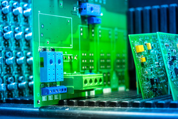 ICs. Container for electronic circuit boards. Production of devices with electronic boards....