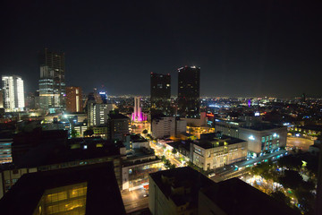 Mexico City, Mexico-10 December, 2018: Panoramic view of Mexico City from the observation deck at the top of Latin American Tower (Torre Latinoamericana)