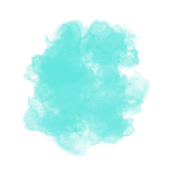 Watercolor stain, semi transparent colored background. turquoise