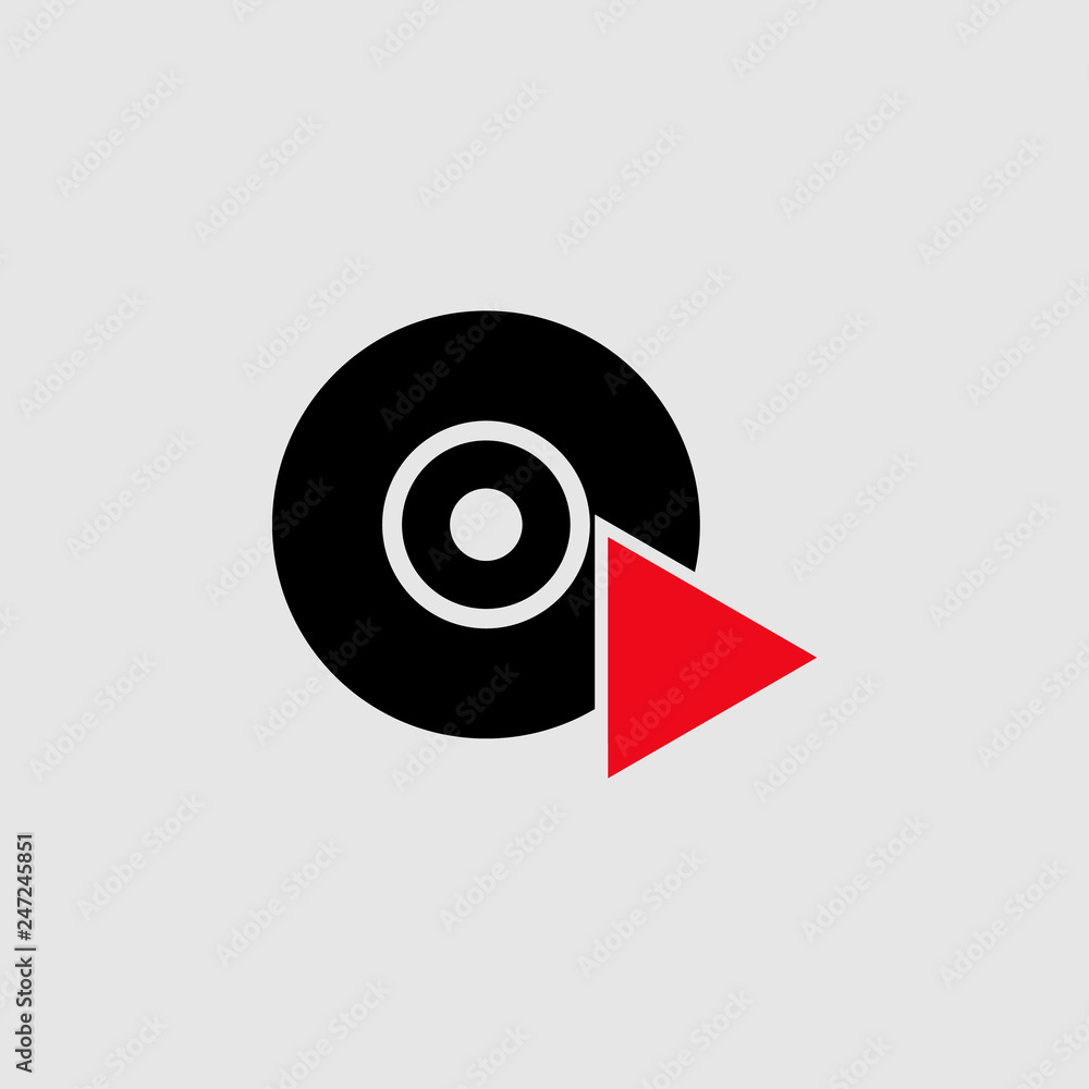 Poster cd player with triangle icon. element of theatre icon for mobile concept and web apps. detailed cd p