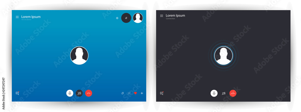 Poster skype call screen template. mobile skype layout, mockup skype. ui,ux,kit interface. call screen. vec