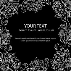 Ornamental doodle cards. Vector decorative greeting card or invitation, design background, greeting card, wedding invitation, leaflet, poster. The picture is made in black and white and hand-drawn.