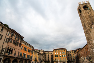 Obraz premium The panorama of Piazza del Duomo square, Brescia, italy