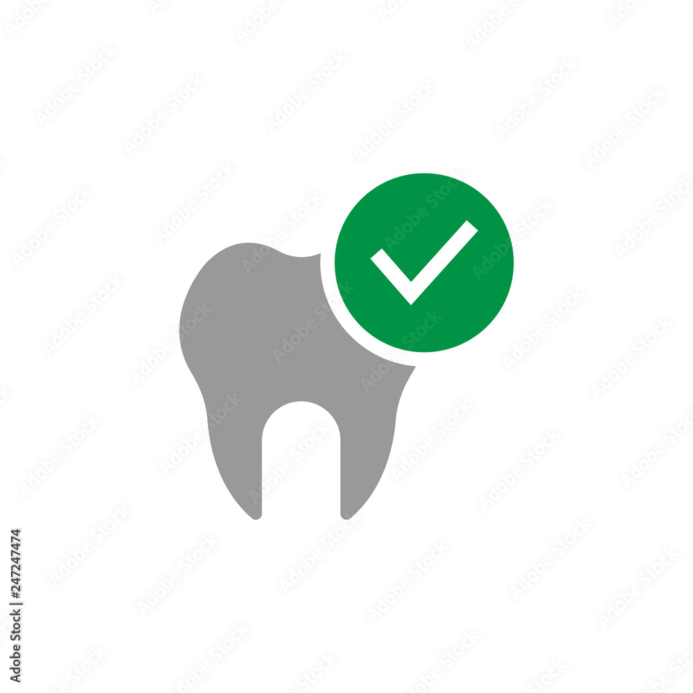 Poster checked and checkmark and icon. element of dental care icon for mobile concept and web apps. detaile