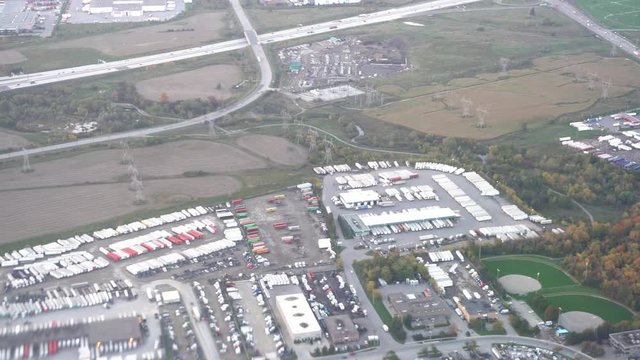 Aerial view of cityscape near the Pearson International Airport
