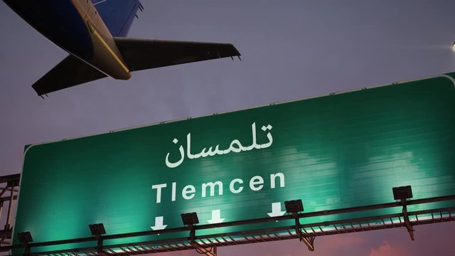 Airplane Take off Tlemcen during a wonderful sunrise
