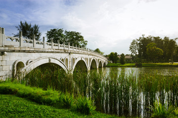 Fototapeta na wymiar Bridge to the Japanese Garden