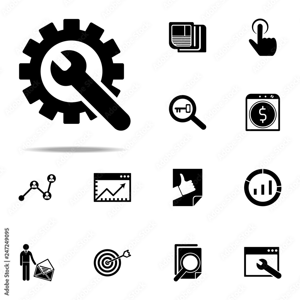 Aufkleber technical support icon. seo & development icons universal set for web and mobile