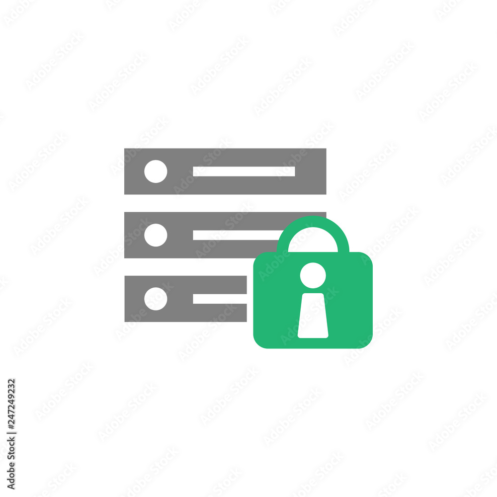 Poster database, lock icon. element of cyber and security icon for mobile concept and web apps. detailed da