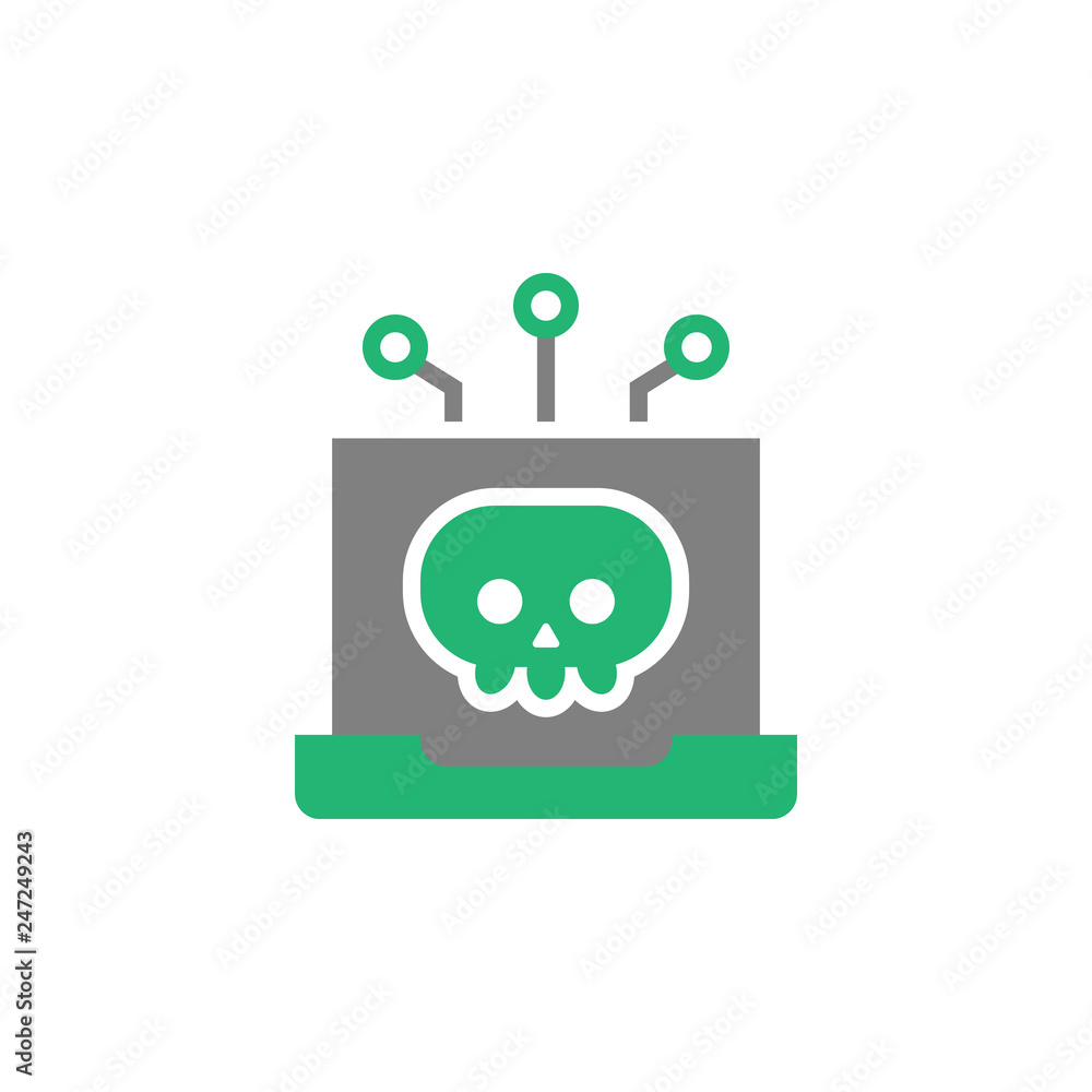 Poster laptop, malware icon. element of cyber and security icon for mobile concept and web apps. detailed l