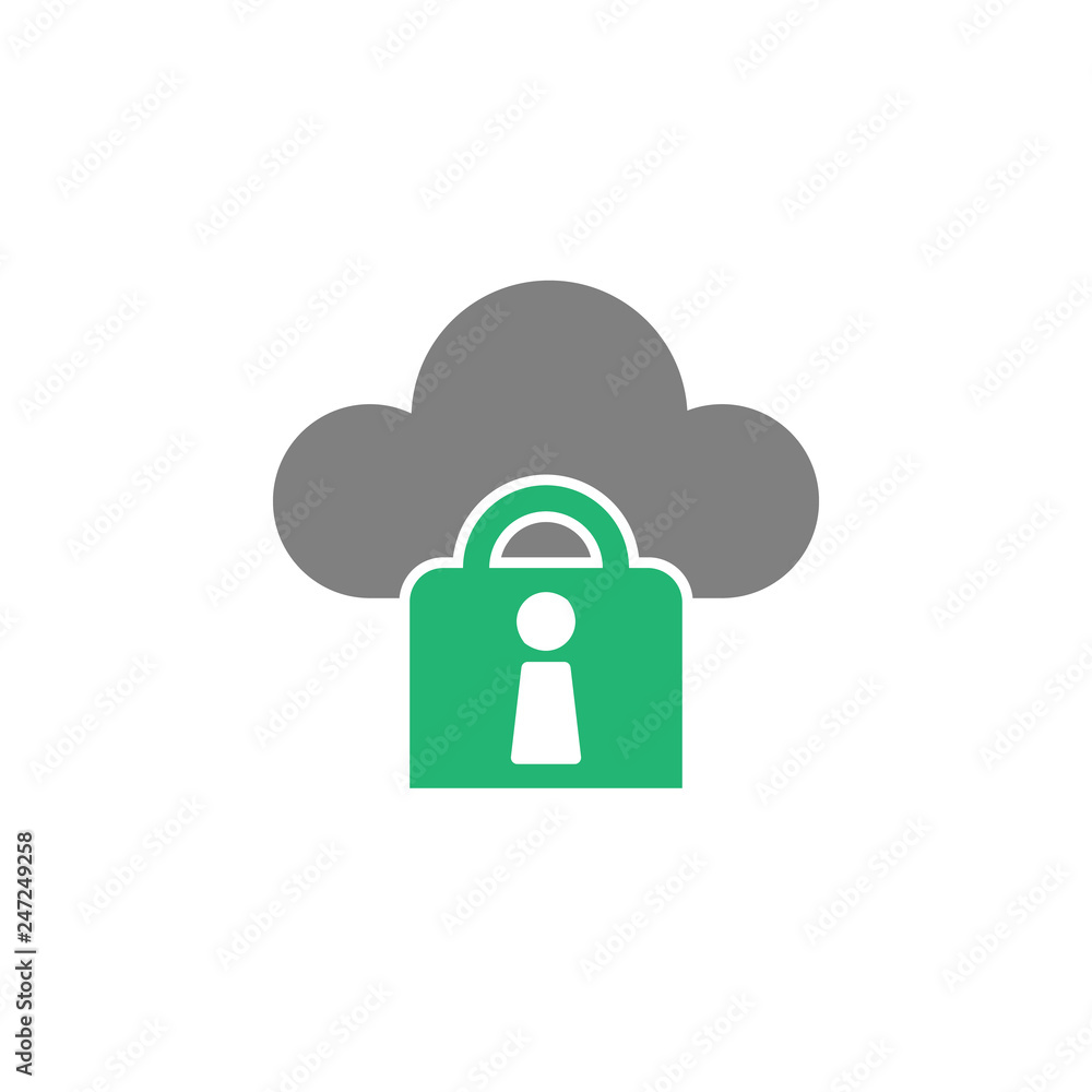 Poster cloud, lock icon. element of cyber and security icon for mobile concept and web apps. detailed cloud