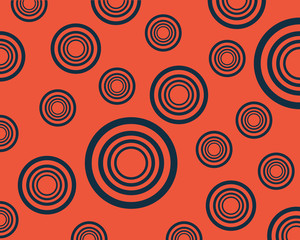 abstract background set of blue circles on orange background