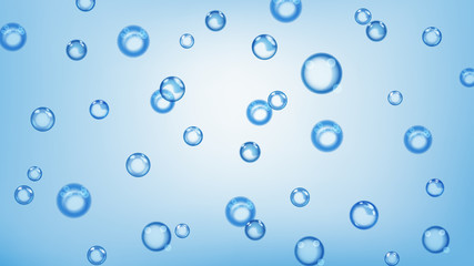 Background of bubbles or water drops of different sizes in blue colors