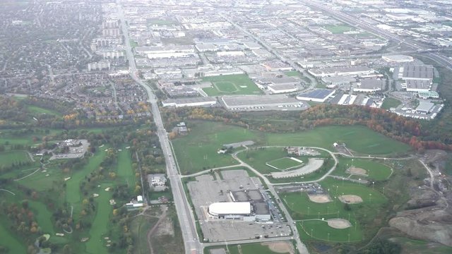 Aerial view of cityscape near the Pearson International Airport