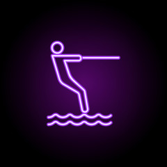 water skiing outline icon. Elements of Sport in neon style icons. Simple icon for websites, web design, mobile app, info graphics