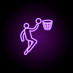 basketball player outline icon. Elements of Sport in neon style icons. Simple icon for websites, web design, mobile app, info graphics
