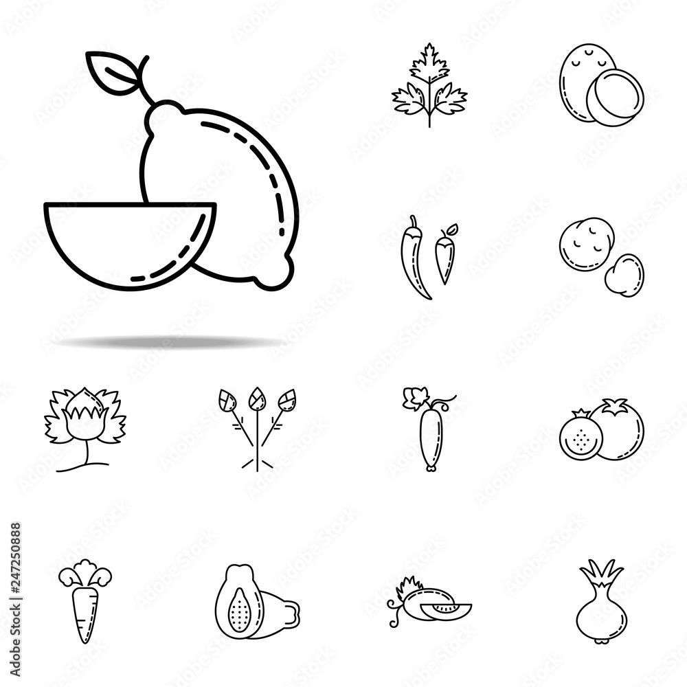 Poster lemon dusk style icon. vegetables icons universal set for web and mobile
